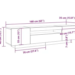 vidaXL - TV-meubel met 3 deuren - Zwart eiken - Bewerkt hout - 160x35x40 cm Hot