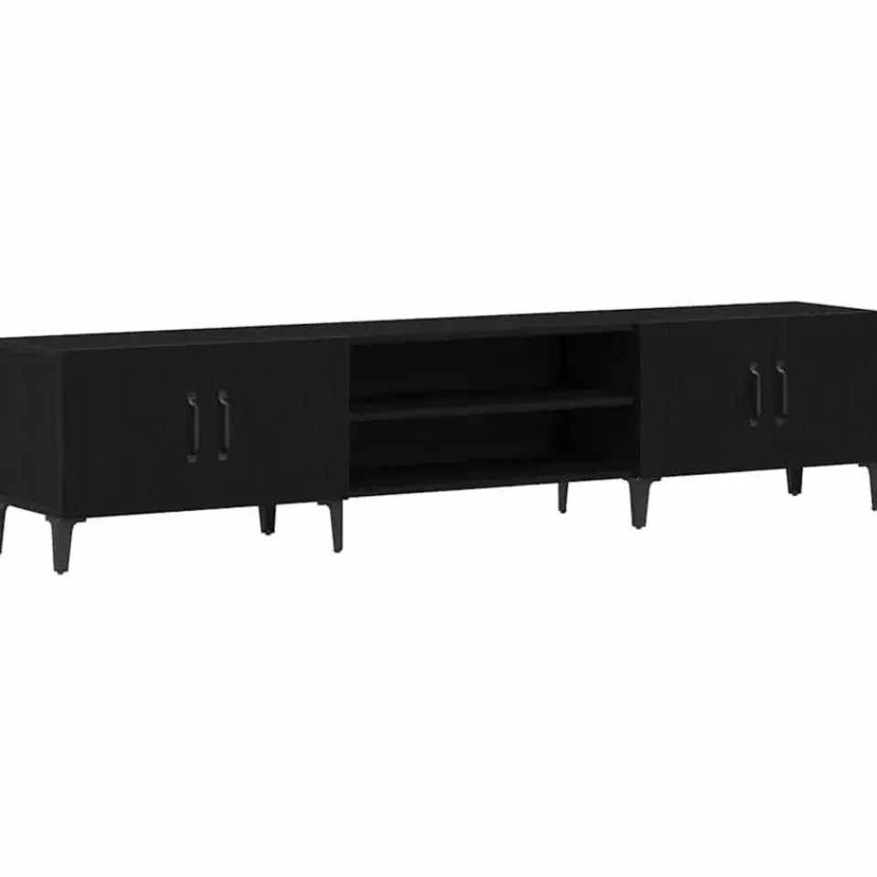 vidaXL - TV-meubel met 4 deuren - Zwart eiken - Hout - 180x31.5x40 cm Outlet