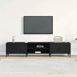 vidaXL - TV-meubel met 4 deuren - Zwart eiken - Hout - 180x31.5x40 cm Outlet