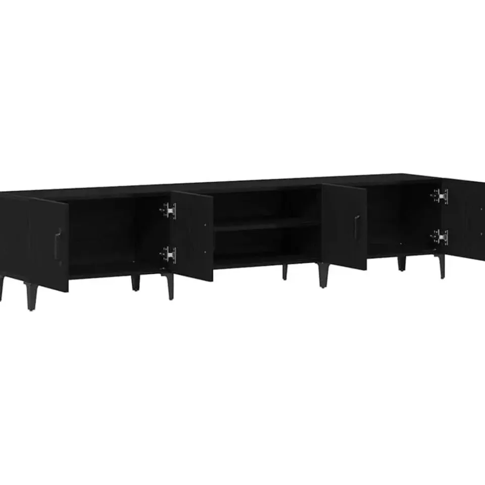 vidaXL - TV-meubel met 4 deuren - Zwart eiken - Hout - 180x31.5x40 cm Outlet