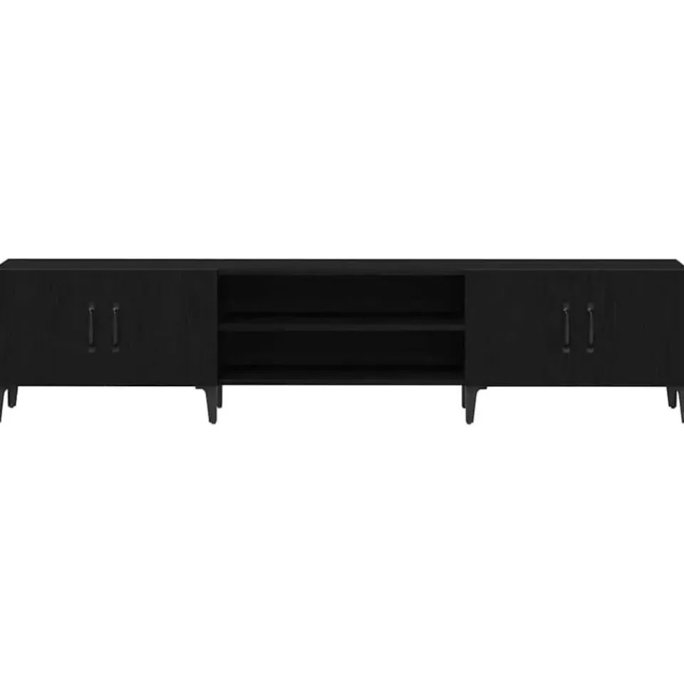 vidaXL - TV-meubel met 4 deuren - Zwart eiken - Hout - 180x31.5x40 cm Outlet