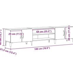 vidaXL - TV-meubel met 4 deuren - Zwart eiken - Hout - 180x31.5x40 cm Outlet