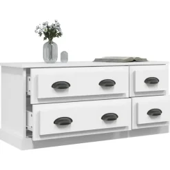 vidaXL - TV-meubel met 4 lades - Wit - Bewerkt hout - 100x35.5x45 cm Clearance