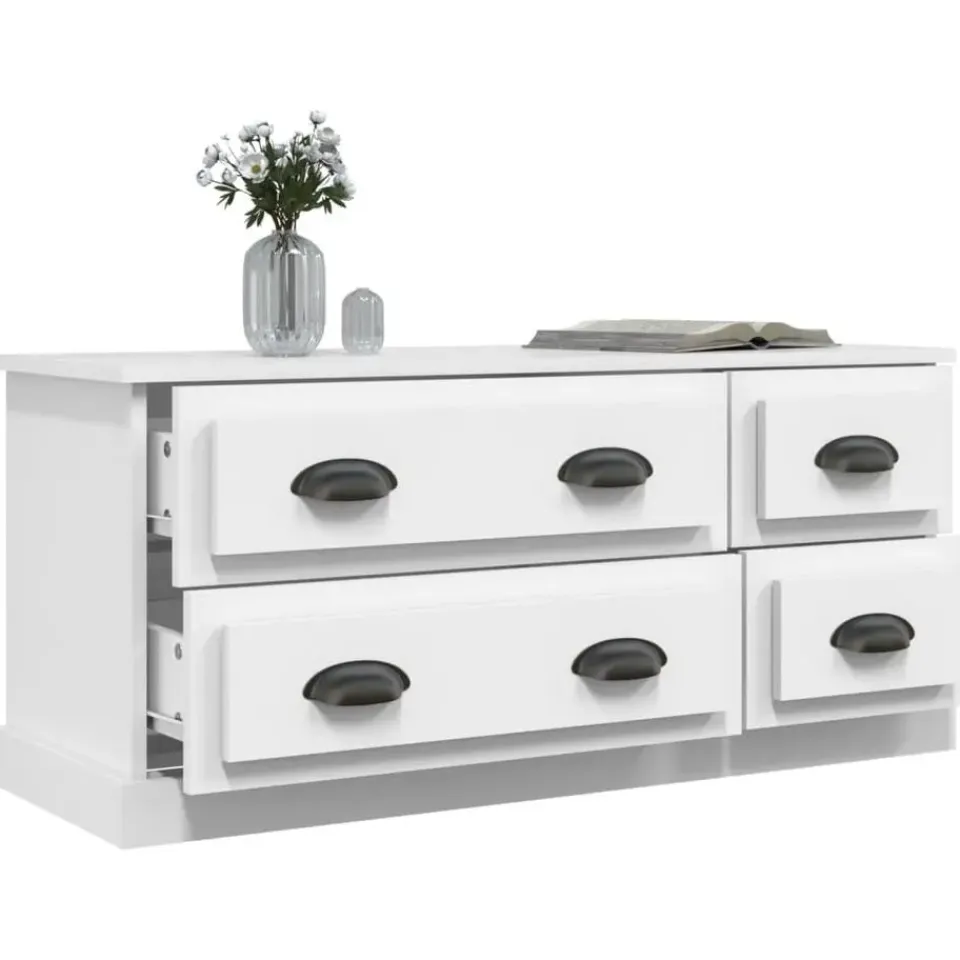 vidaXL - TV-meubel met 4 lades - Wit - Bewerkt hout - 100x35.5x45 cm Clearance