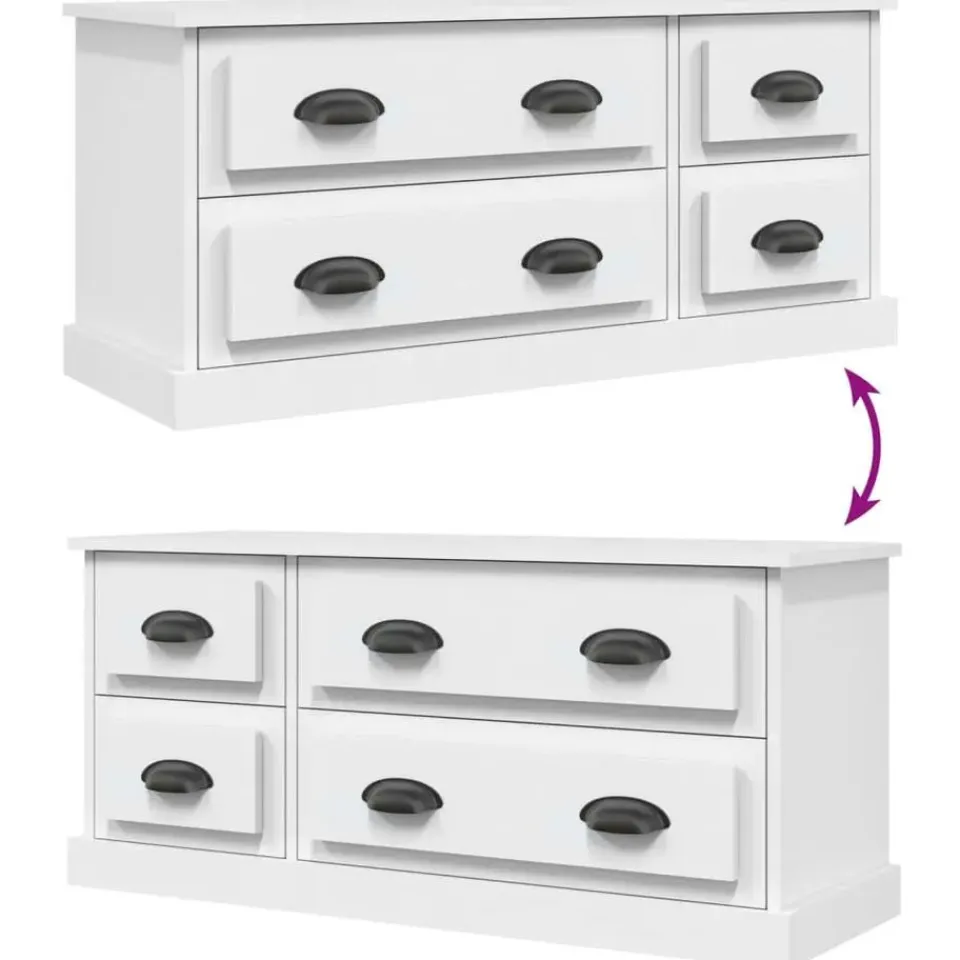 vidaXL - TV-meubel met 4 lades - Wit - Bewerkt hout - 100x35.5x45 cm Clearance