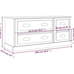 vidaXL - TV-meubel met 4 lades - Wit - Bewerkt hout - 100x35.5x45 cm Clearance
