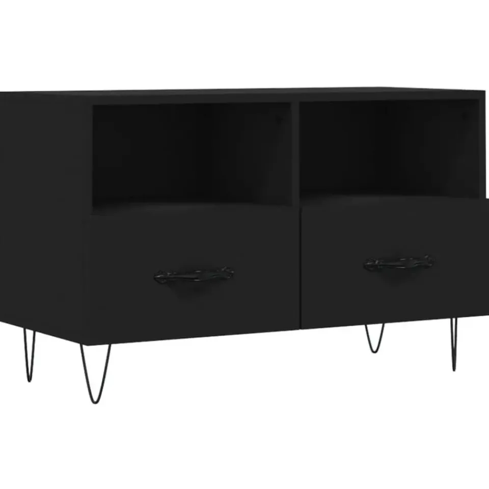 vidaXL - TV-meubel met 2 lades en 2 vakken - Zwart - Hout - 80x36x50 cm Discount