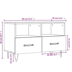 vidaXL - TV-meubel met 2 lades en 2 vakken - Zwart - Hout - 80x36x50 cm Discount