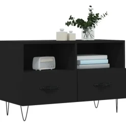 vidaXL - TV-meubel met 2 lades en 2 vakken - Zwart - Hout - 80x36x50 cm Discount