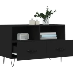 vidaXL - TV-meubel met 2 lades en 2 vakken - Zwart - Hout - 80x36x50 cm Discount