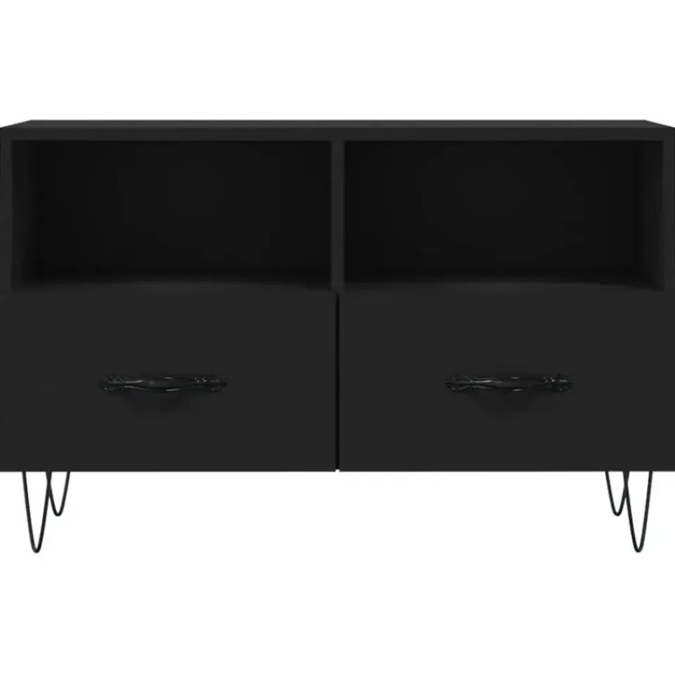 vidaXL - TV-meubel met 2 lades en 2 vakken - Zwart - Hout - 80x36x50 cm Discount