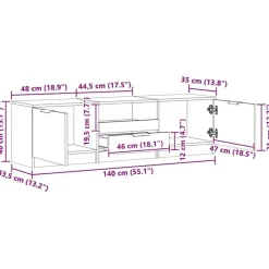 vidaXL - TV-meubel met 1 lade en 2 deuren - Artisanaal eiken - 140x35x40 cm New