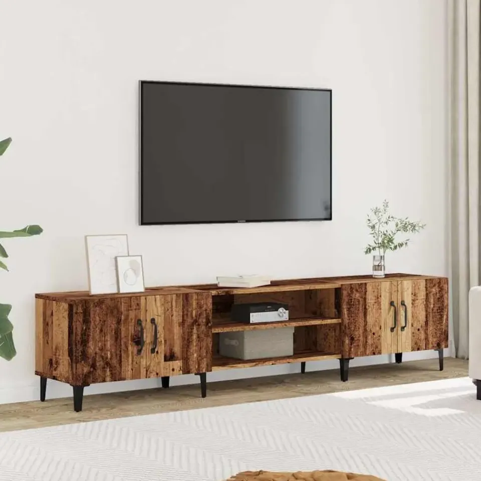 vidaXL - TV-meubel met 2 vakken 4 deuren - Oud hout - 180x31.5x40 cm Outlet