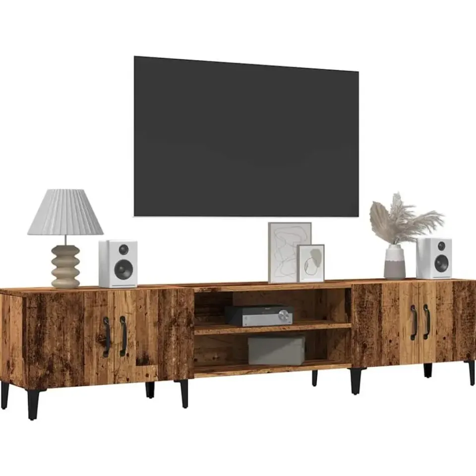 vidaXL - TV-meubel met 2 vakken 4 deuren - Oud hout - 180x31.5x40 cm Outlet