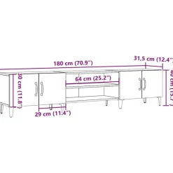 vidaXL - TV-meubel met 2 vakken 4 deuren - Oud hout - 180x31.5x40 cm Outlet