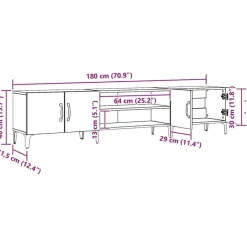 vidaXL - TV-meubel met 2 vakken 4 deuren - Artisanaal eiken - 180x31.5x40 cm Online