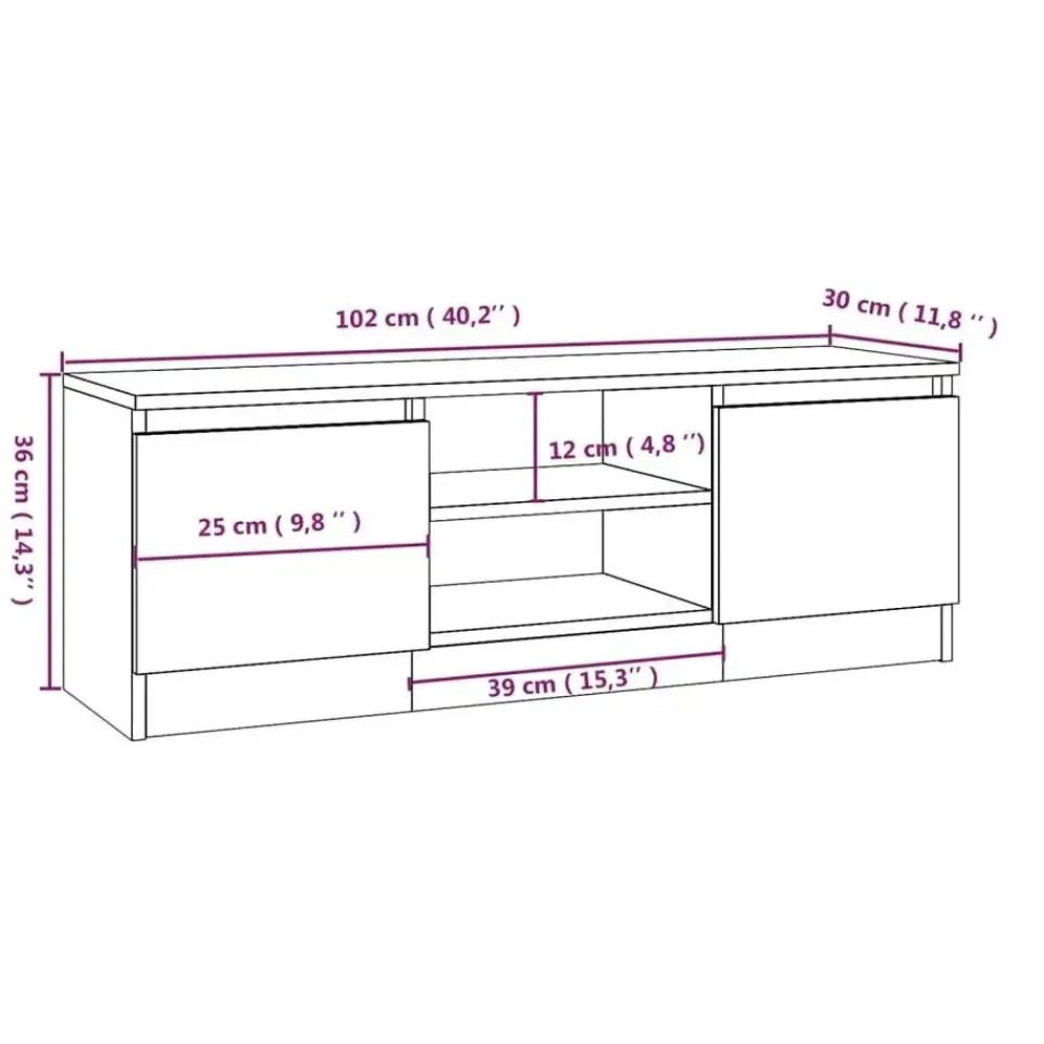 vidaXL - Tv-meubel met deur - Grijs - Bewerkt hout - 102 x 30 x 36 cm Best