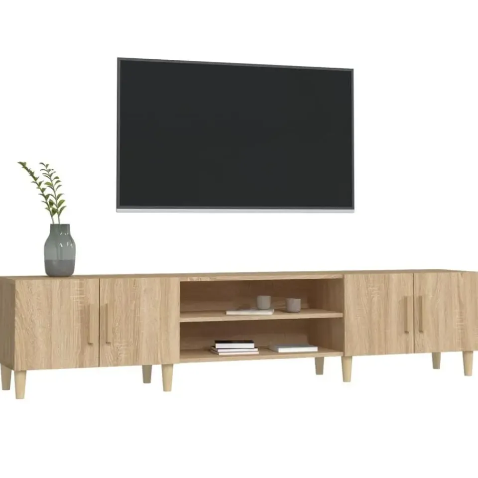 vidaXL - TV-meubel met deuren - Sonoma eiken - Hout -180x31.5x40 cm Clearance