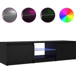 vidaXL - TV-meubel met glas legplank en 2 deuren - Zwart eiken - 140x40x35.5 cm Clearance