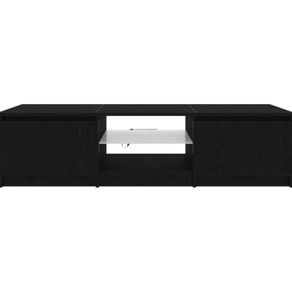 vidaXL - TV-meubel met glas legplank en 2 deuren - Zwart eiken - 140x40x35.5 cm Clearance