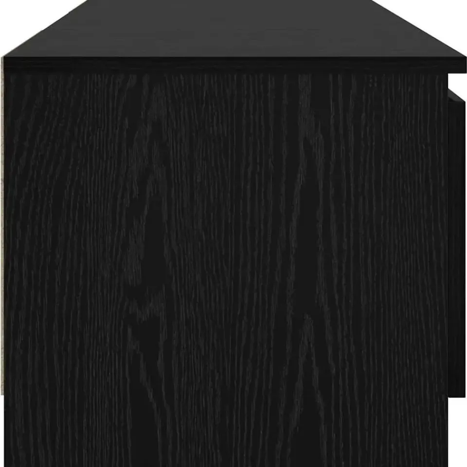 vidaXL - TV-meubel met glas legplank en 2 deuren - Zwart eiken - 140x40x35.5 cm Clearance