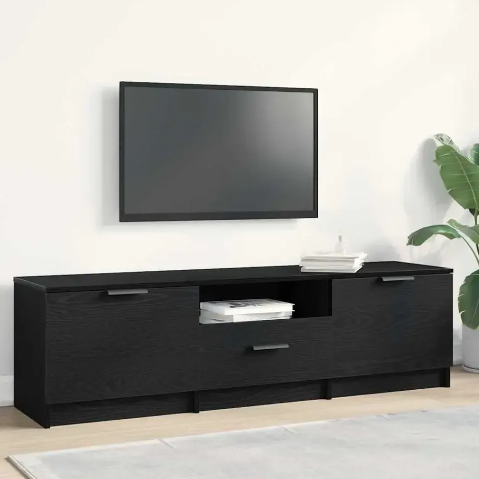 vidaXL - TV-meubel met lade en 2 deuren - Zwart eiken - Hout - 140x35x40 cm Outlet