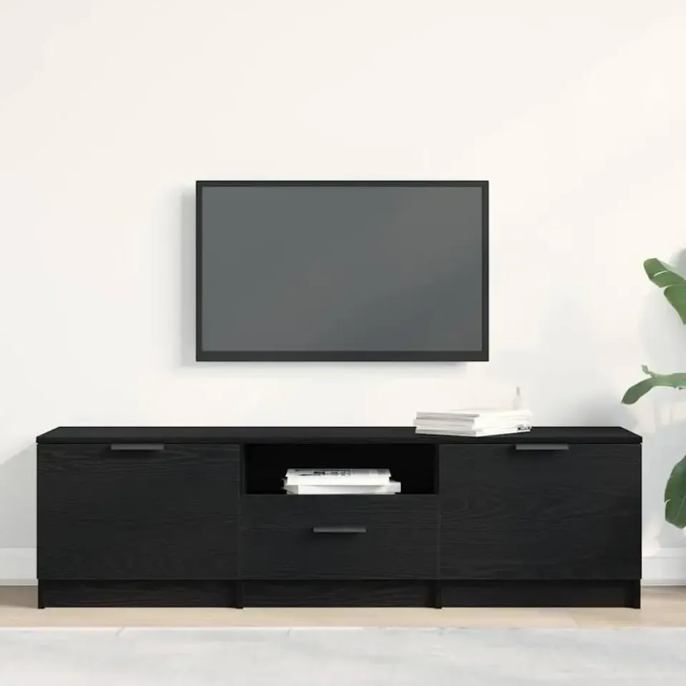 vidaXL - TV-meubel met lade en 2 deuren - Zwart eiken - Hout - 140x35x40 cm Outlet