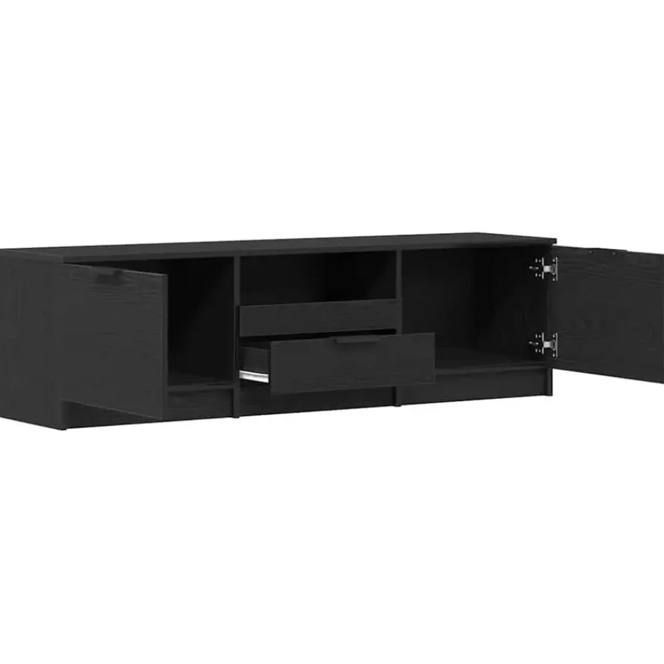 vidaXL - TV-meubel met lade en 2 deuren - Zwart eiken - Hout - 140x35x40 cm Outlet