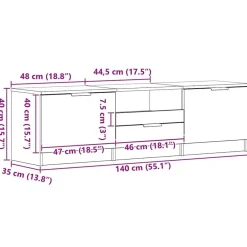 vidaXL - TV-meubel met lade en 2 deuren - Zwart eiken - Hout - 140x35x40 cm Outlet