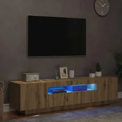 vidaXL - TV-meubel met LED en 3 deuren - Artisanaal eiken - 160x35x40 cm Hot