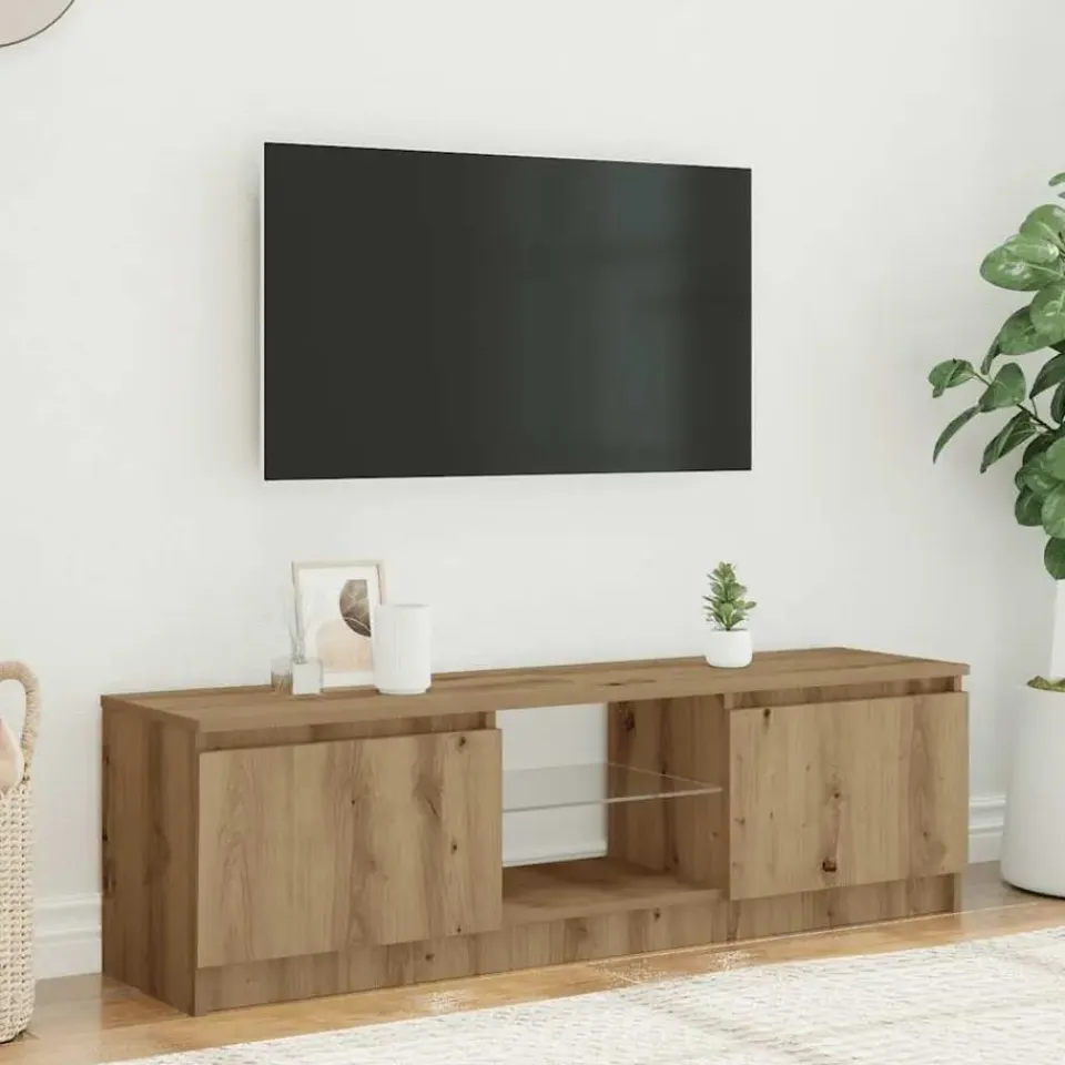 vidaXL - TV-meubel met LED en 2 deuren - Artisanaal eiken - 120x30x36 cm Sale