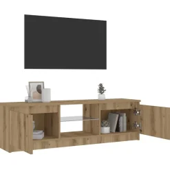 vidaXL - TV-meubel met LED en 2 deuren - Artisanaal eiken - 120x30x36 cm Sale