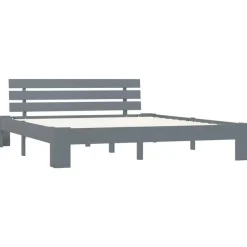 vidaXL - Tweepersoonbed met hoofdbord - Grijs - Massief grenenhout - 160x200 cm Clearance