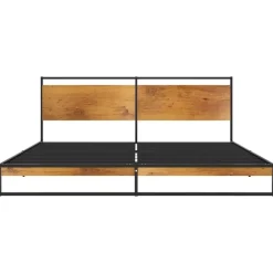 vidaXL - Tweepersoonsbed frame met hout hoofdbord - metaal - 180x200 cm Online