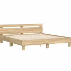 vidaXL - Tweepersoonsbed met hoofdbord - Sonoma eikenkleurig - 160x200 cm Best