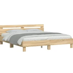 vidaXL - Tweepersoonsbed met hoofdbord - Sonoma eikenkleurig - 160x200 cm Best