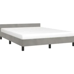 vidaXL - Tweepersoonsbed met hoofdeinde - Lichtgrijs - Fluweel - 140x190 cm Sale