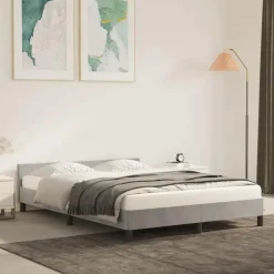 vidaXL - Tweepersoonsbed met hoofdeinde - Lichtgrijs - Fluweel - 140x190 cm Sale