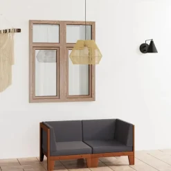 vidaXL - Tweezitsbank - Grijs - Acaciahout - Met kussens Online