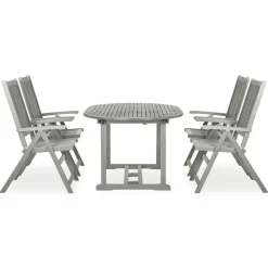vidaXL - verstelbaar Tuinset 4-zits grijs massief acaciahout - (150-200)x100 cm Clearance