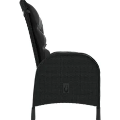 vidaXL - Verstelbaar Tuinset met zwart kussens - Poly rattan en bruin - 5 stuks Clearance