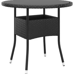 vidaXL - Verstelbaar Tuinset met zwart kussens - Poly rattan en bruin - 5 stuks Clearance