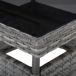 vidaXL - Verstelbaar Tuinset met grijs kussens - Poly rattan en glas - 5 stuks