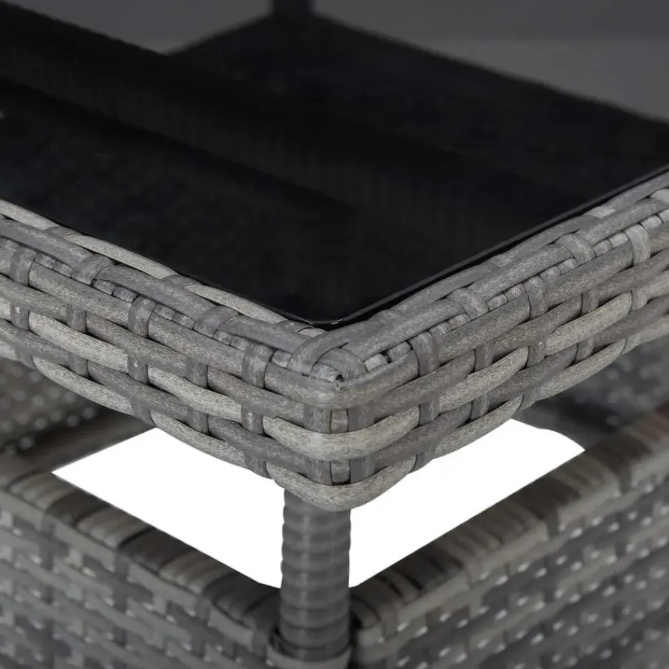 vidaXL - Verstelbaar Tuinset met grijs kussens - Poly rattan en glas - 5 stuks