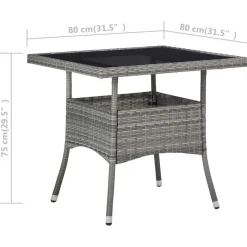 vidaXL - Verstelbaar Tuinset met grijs kussens - Poly rattan en glas - 5 stuks
