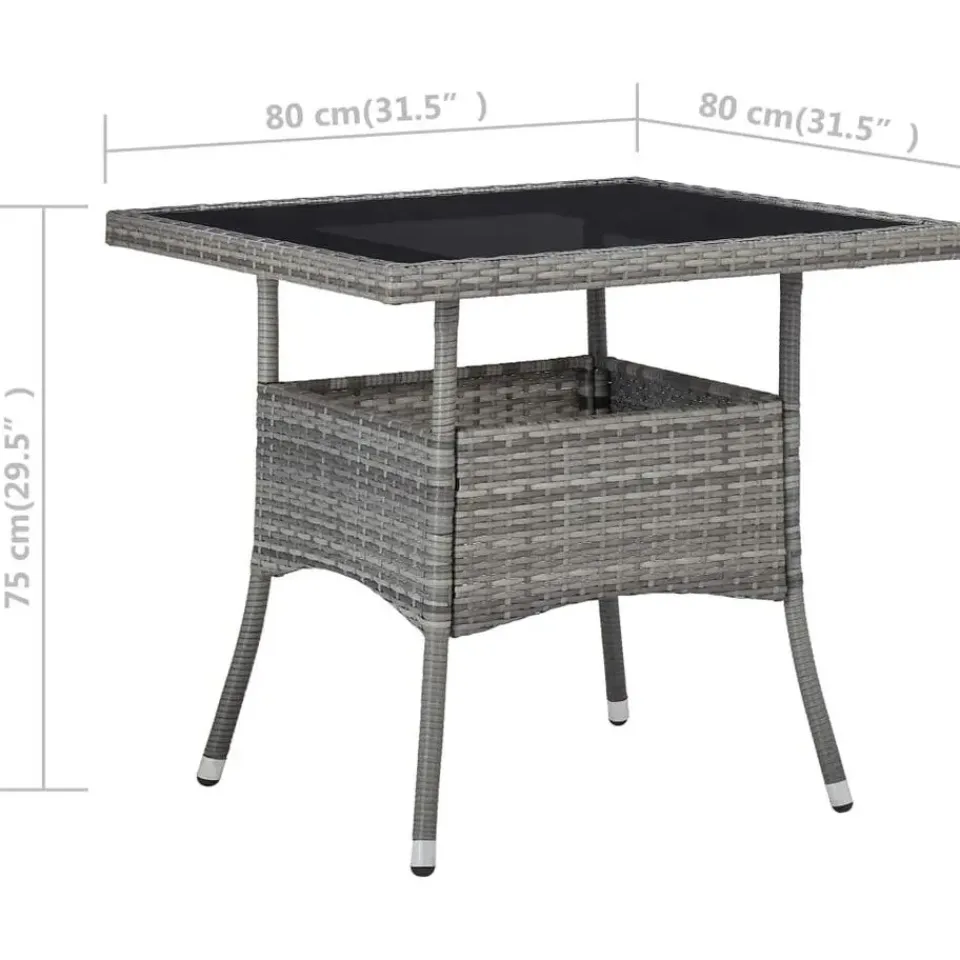 vidaXL - Verstelbaar Tuinset met grijs kussens - Poly rattan en glas - 5 stuks