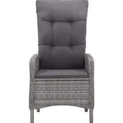 vidaXL - Verstelbaar Tuinset met grijs kussens - Poly rattan en glas - 5 stuks