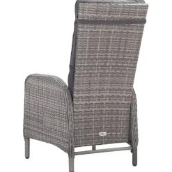 vidaXL - Verstelbaar Tuinset met grijs kussens - Poly rattan en glas - 5 stuks
