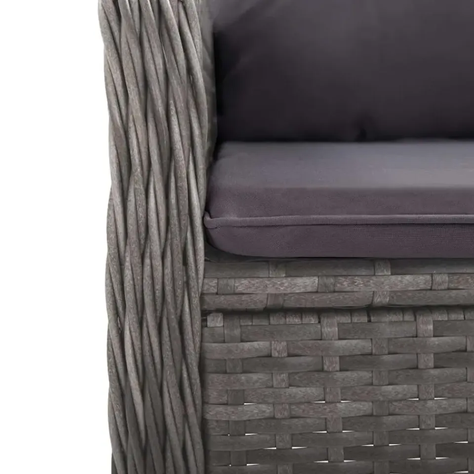 vidaXL - Verstelbaar Tuinset met grijs kussens - Poly rattan en glas - 5 stuks