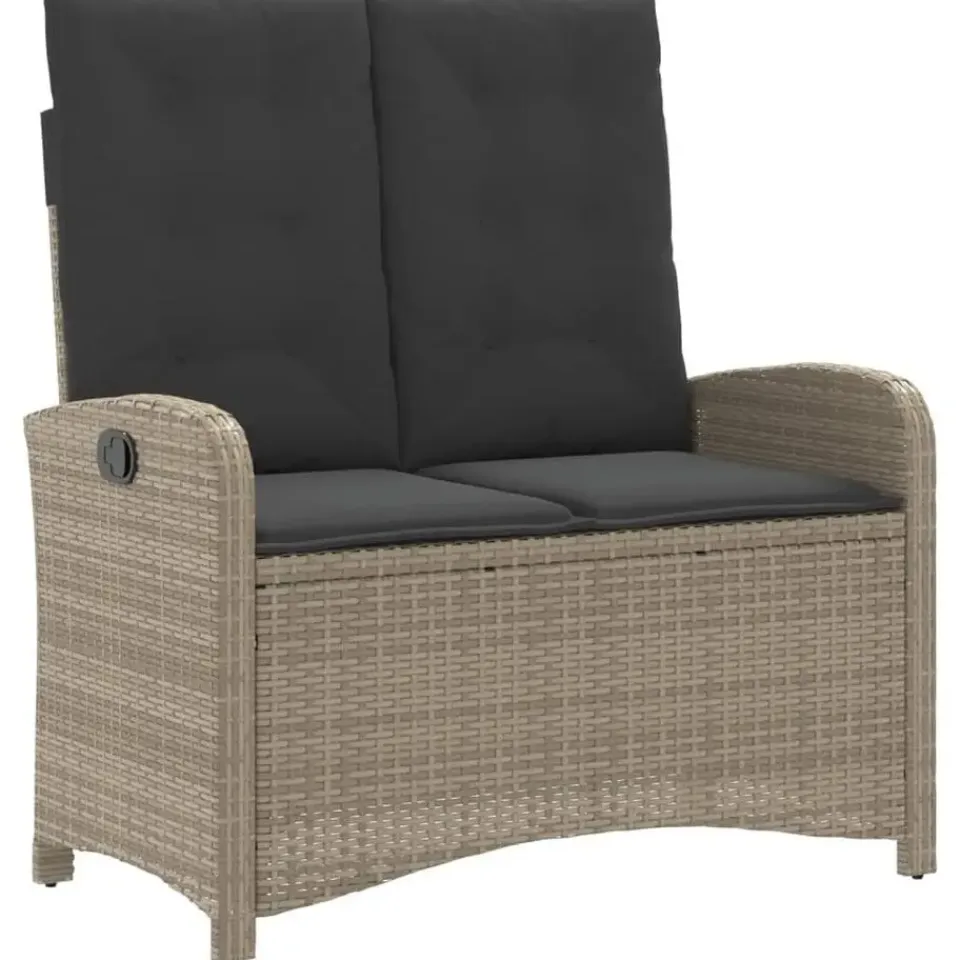 vidaXL - Verstelbare loungebank met kussens - Lichtgrijs rattan - 105x59x93 cm Discount